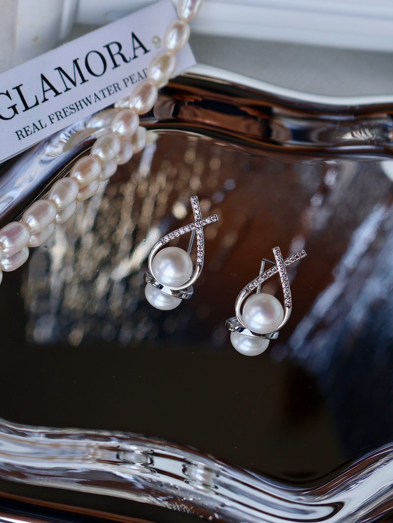 Crystal Embrace Pearl Earrings image 5