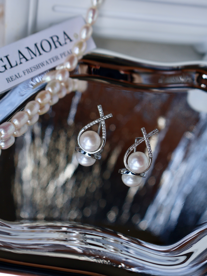 Crystal Embrace Pearl Earrings image 15