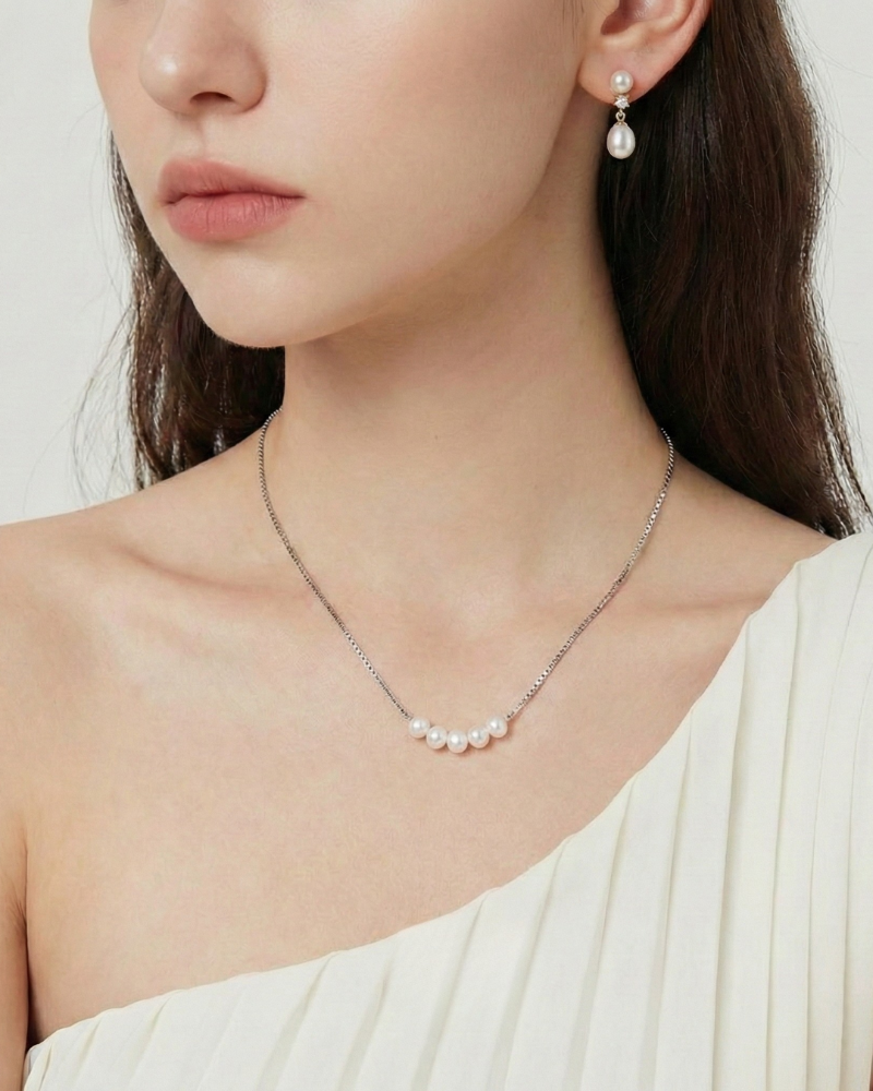 Graceful Row Pearl Necklace — alternate view