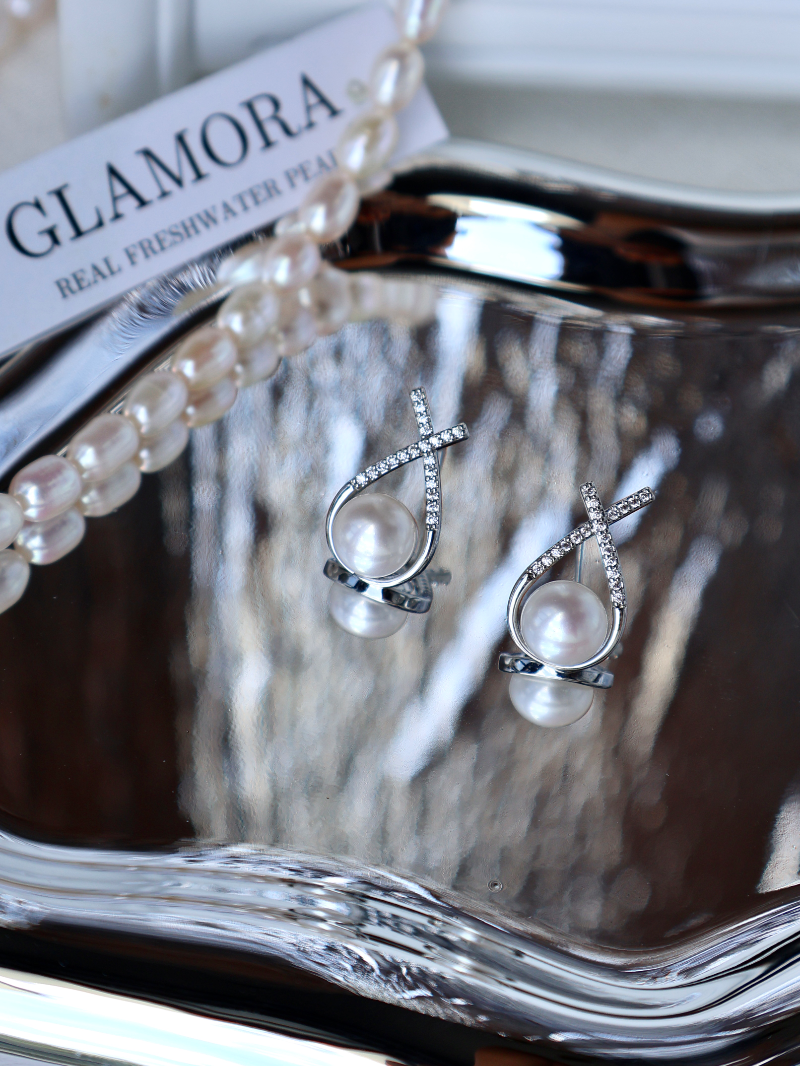 Crystal Embrace Pearl Earrings image 4