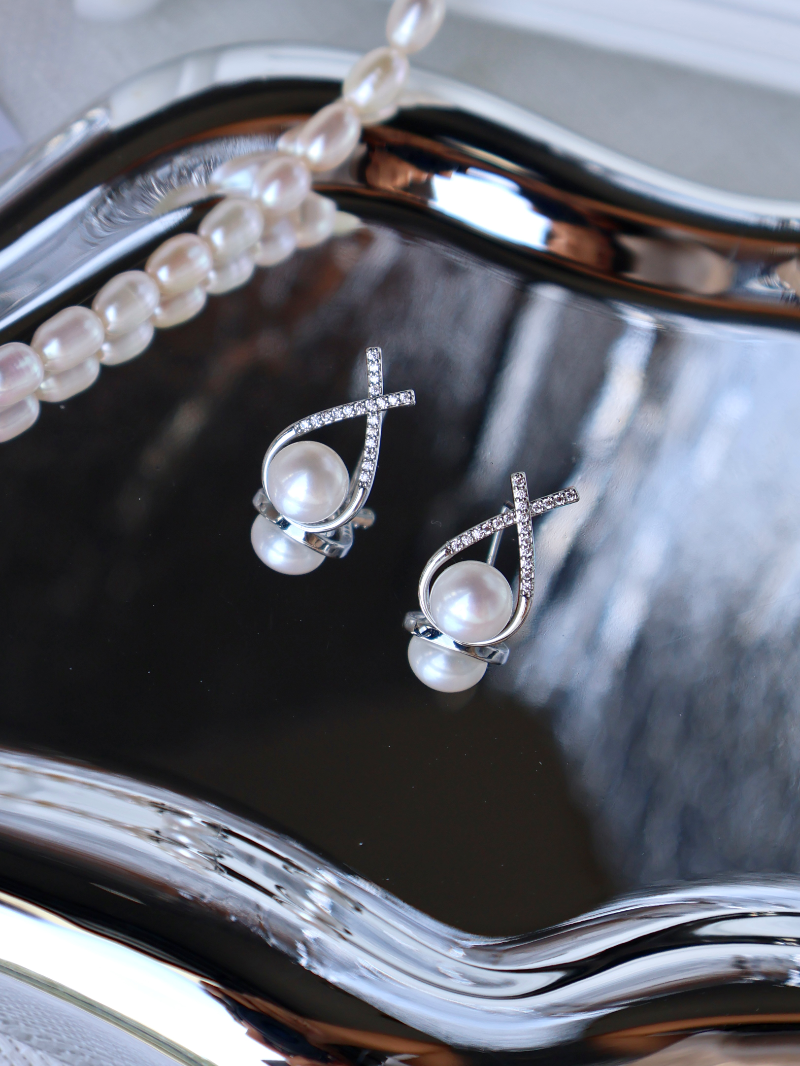 Crystal Embrace Pearl Earrings image 8