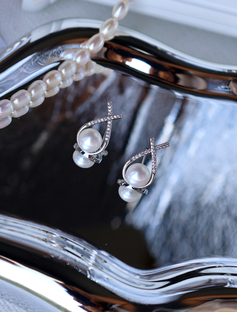 Crystal Embrace Pearl Earrings image 9