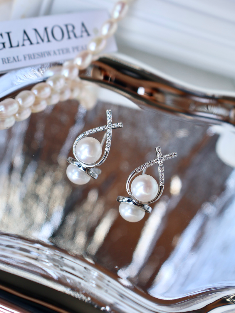 Crystal Embrace Pearl Earrings image 10