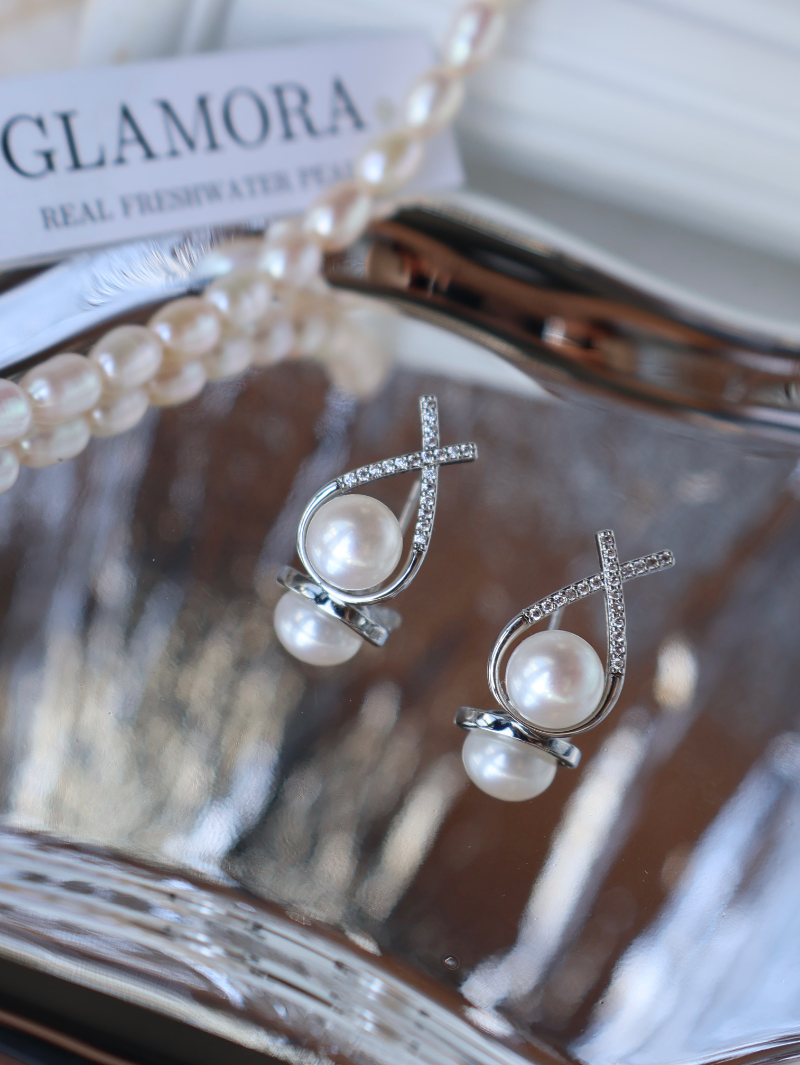 Crystal Embrace Pearl Earrings image 6