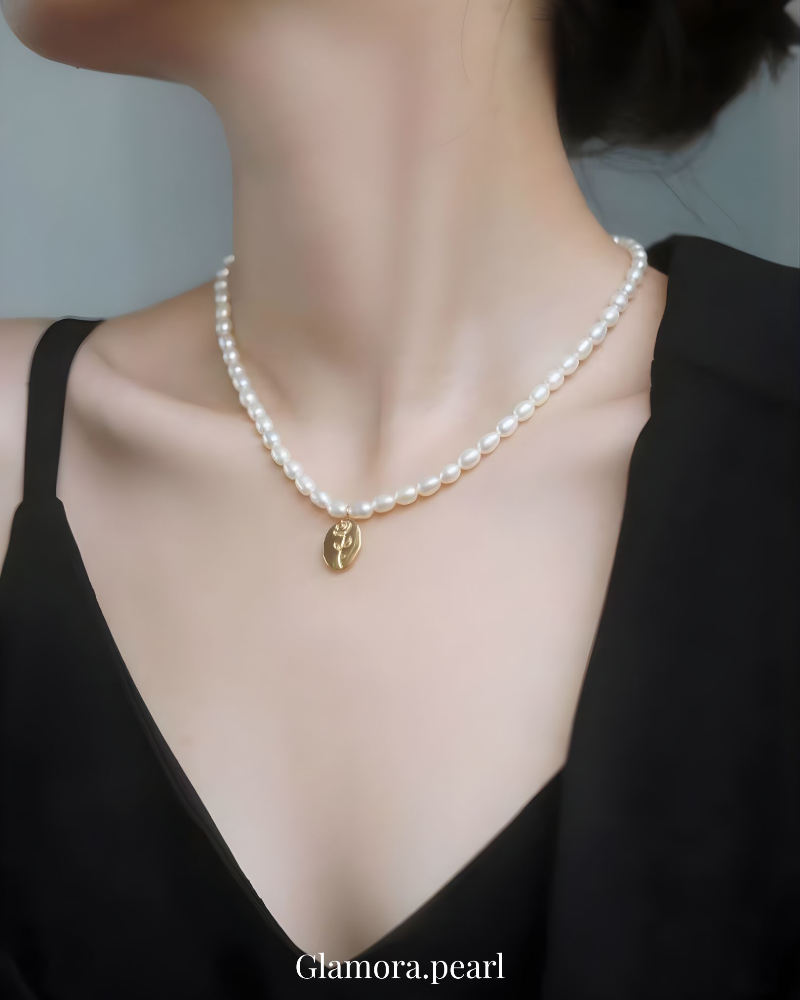 Golden Petal Pearl Necklace — alternate view