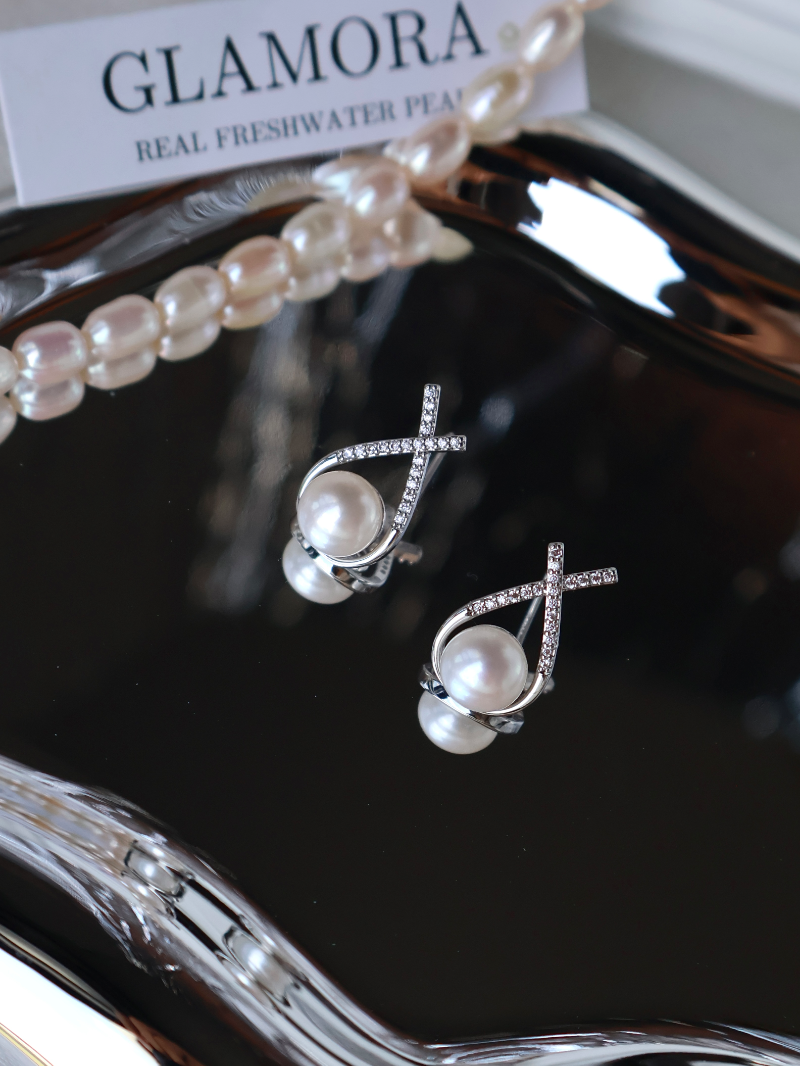 Crystal Embrace Pearl Earrings image 16