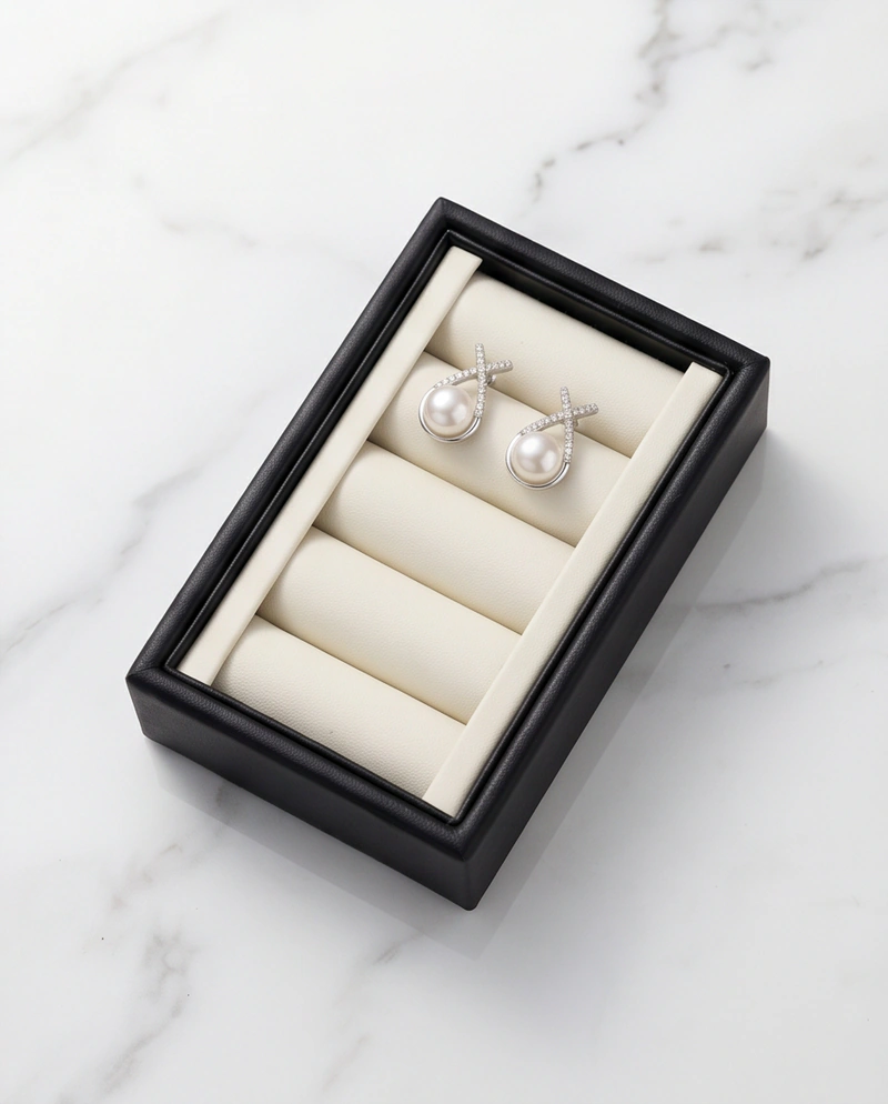 E22 Crystal Embrace Pearl Earrings image 4