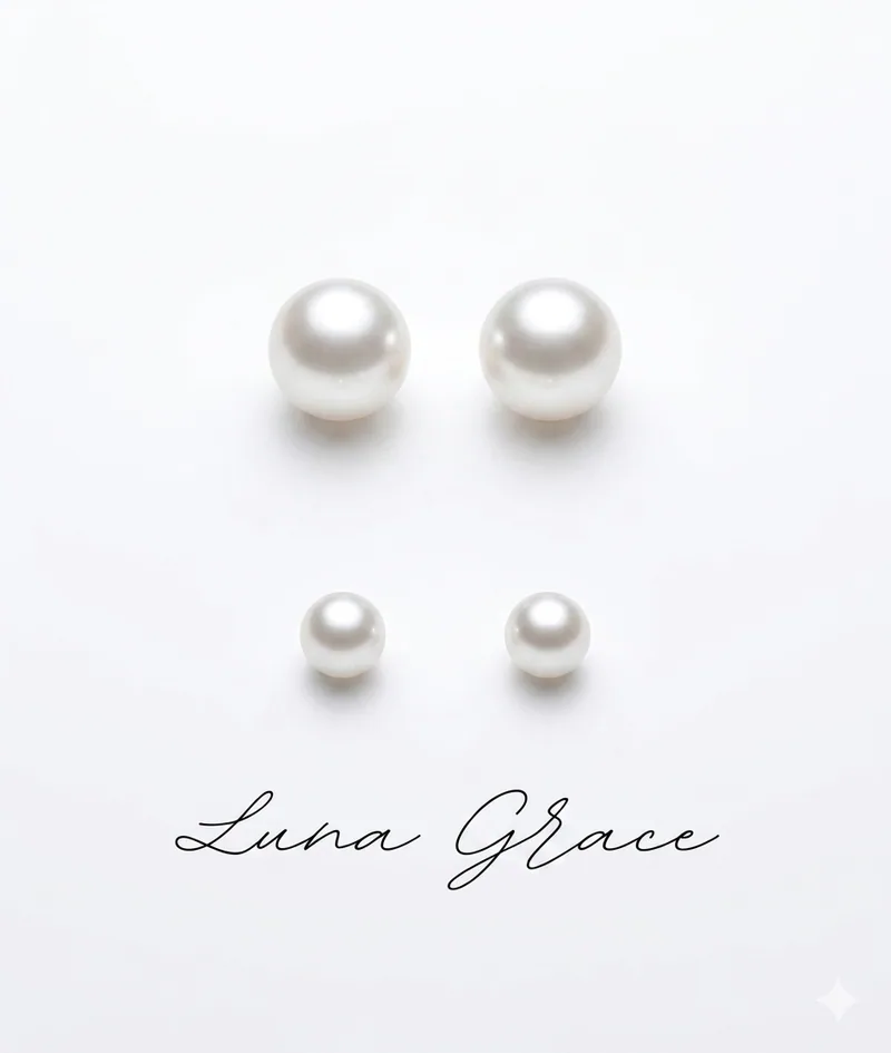 E011 ต่างหูไข่มุกแท้ รุ่น Luna Grace ทรงซาลาเปา ไข่มุกแท้คัดเกรด High Luster ตัวเรือนเงินแท้