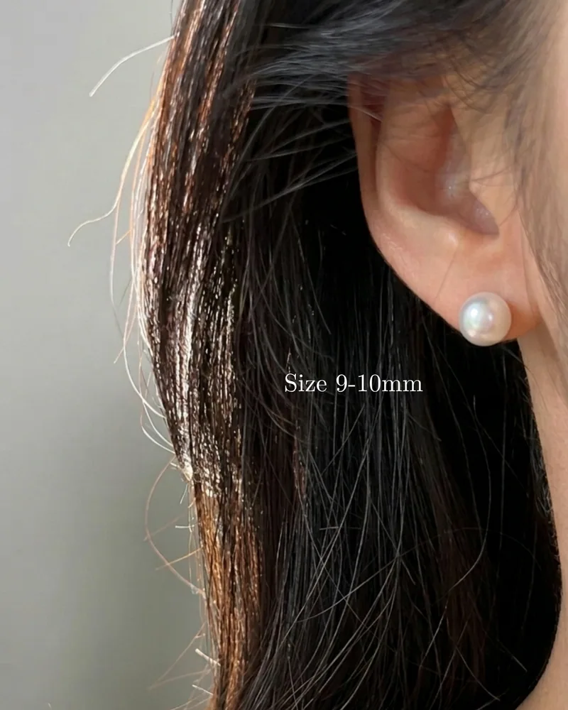 E011 ต่างหูไข่มุกแท้ รุ่น Luna Grace ทรงซาลาเปา ไข่มุกแท้คัดเกรด High Luster ตัวเรือนเงินแท้ image 3
