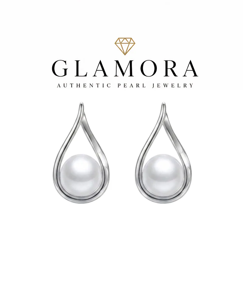 E07 ต่างหูไข่มุกแท้ รุ่น Silver Drop | Freshwater Pearl เกรดพรีเมียม ตัวเรือนเงินแท้S925 ชุปทอง 18k