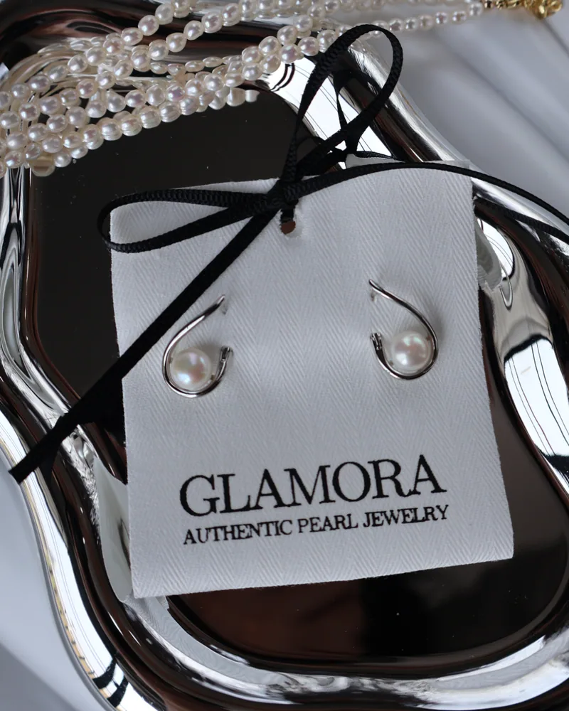 Silver Drop Pearl Earrings image 15