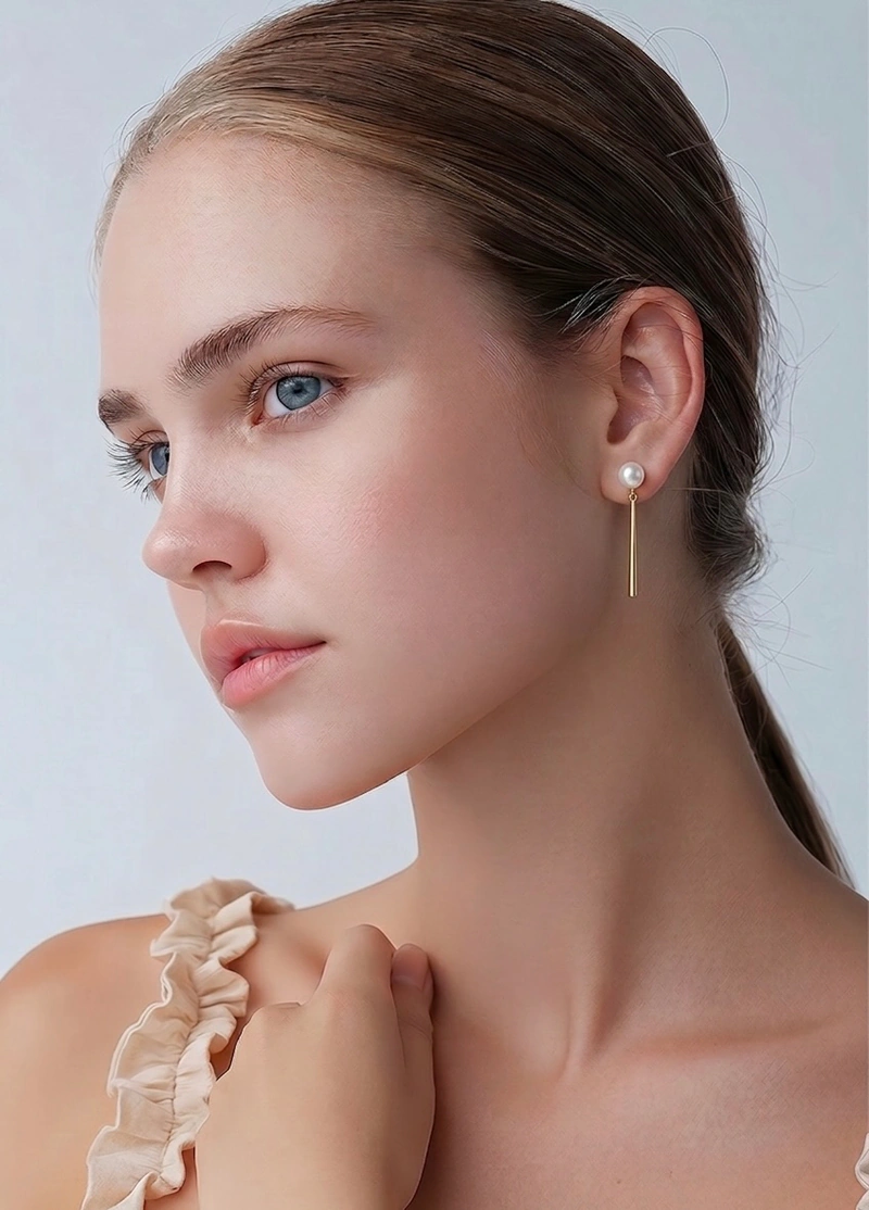 E19 GLAMORA Aurelia Pearl Drop Earrings — alternate view