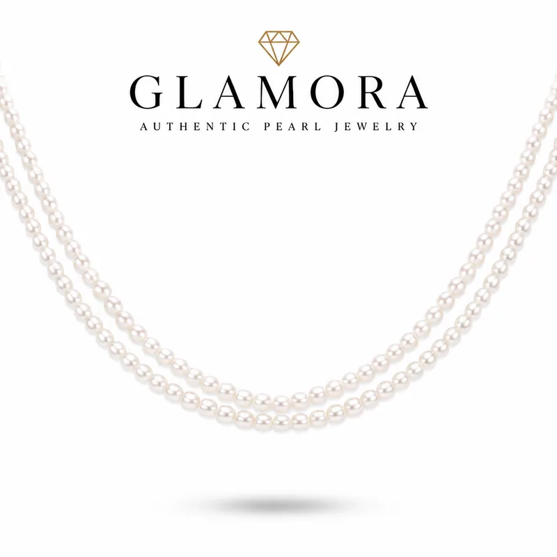 N05 สร้อยคอไข่มุกแท้ รุ่น Amara Doux 2 เลเยอร์ (Double Strand) ไข่มุกขนาด3-4mm คลาสสิก หรูหรา
