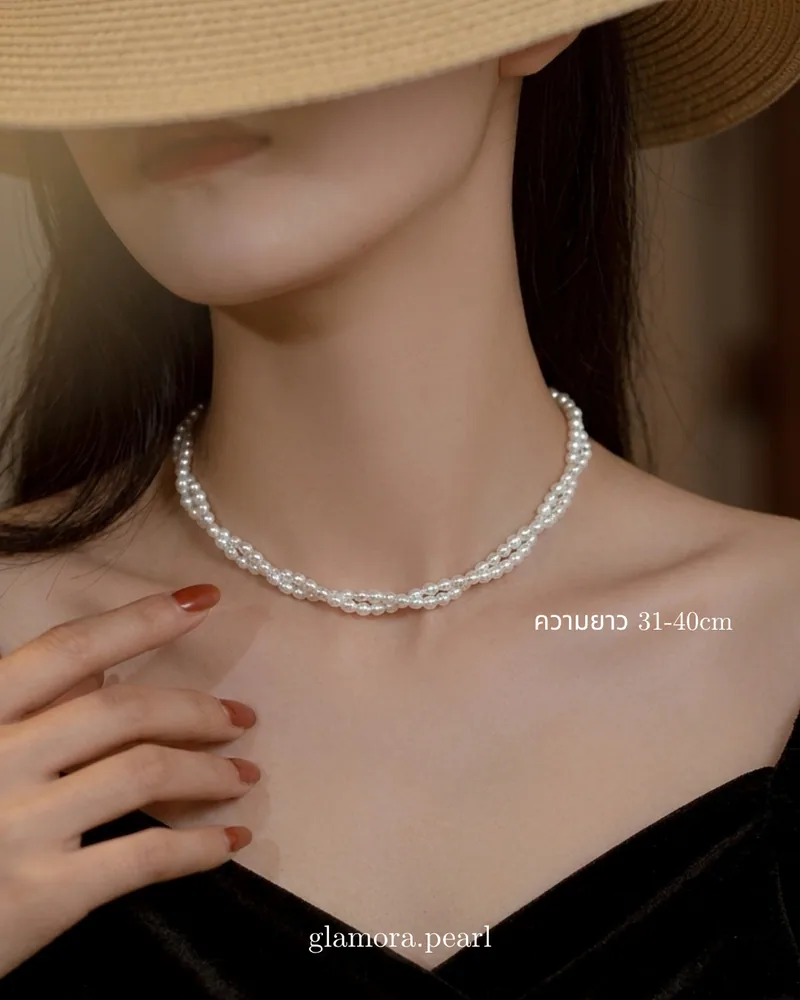 N05 สร้อยคอไข่มุกแท้ รุ่น Amara Doux 2 เลเยอร์ (Double Strand) ไข่มุกขนาด3-4mm คลาสสิก หรูหรา — alternate view